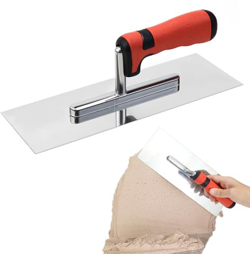 BHHTBB Edelstahl Maurerkelle 28 x10 cm Trockenbau Spachtel Glättkelle, Profi Glättekelle 280x130mm - Rostfreie Glättspachtel aus Edelstahl