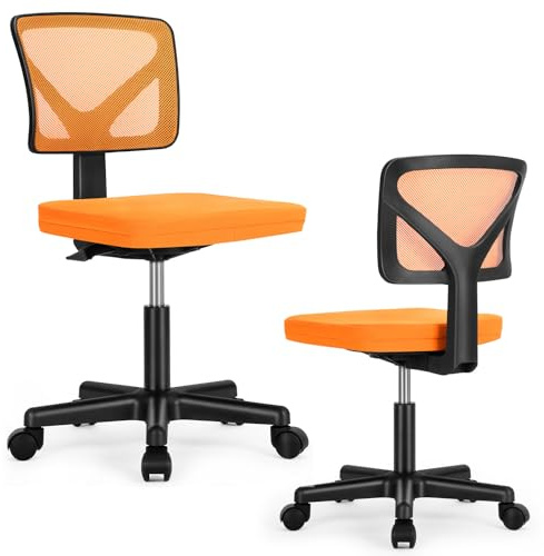Refined Living Schreibtischstuhl Stuhl Office Chair Verstellbarer Lordosenstütze, HöhenverstellungBürostuhl Ergonomisch Bürosessel mit Rollen, bürostuhl ohne armlehne Stuhl, Orange