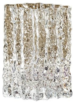 Nzzkoides Jarrón De Vidrio De Sala De Estar, Jarrón Transparente De Cristal De Moda, Diseño De Patrón De Textura De Glaciares De Superficie, Jarrón Decorativo para Flores, 21 Cm(Size:H 21CM,Color:A)