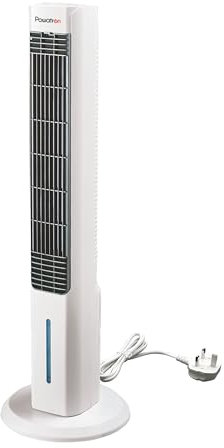 Powatron Tower Fan 36 Portable Air Chiller with Timer 3 Speed Modes Cooling Fans Floor Mounted Room Cooler Adjustable Vents 1.8Litre Water Tank up to 10 hours/refill Perfect for Living Bedroom & Home