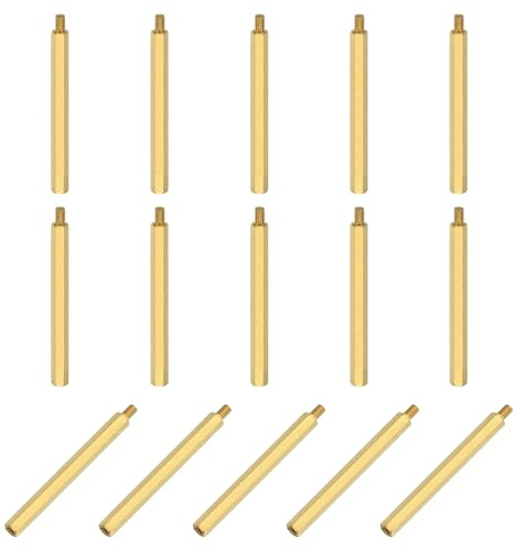 sourcing map 15Pcs Male to Female Thread Spacer Screws, M4 x 60mm + 6mm Brass Hex Standoff Screws PCB Motherboard for Drone Quadcopter, Computer and Circuit Board