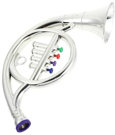 Milisten De Trompa Francesa De Notas Juguete De Trompa Simulada Instrumento Musical para Actuaciones Escenario Accesorio Práctico para Color Plateado