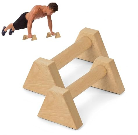 Flintronic Parallettes, 2 Poignées de Pompe Bois, Barre Parallèle Calisthenics, Antidérapantes, Push Up Bar pour Intérieur et Extérieur, pour la Calisthenics, Gymnastique, Fitness, Musculation
