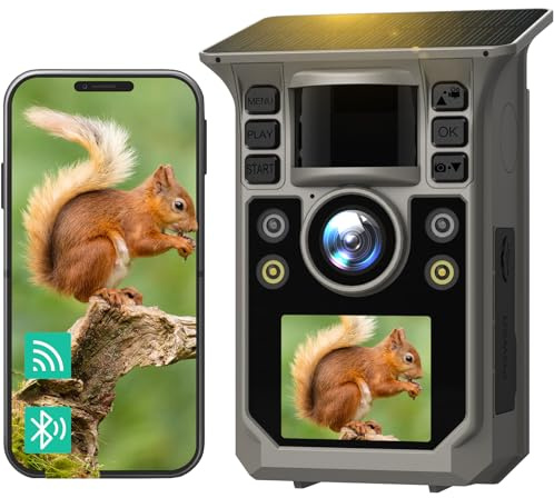 FKPCAM Caméra de Chasse Solaire WiFi 4K 64MP avec 7500mAh Batterie Rechargeable, Camera Chasse Connectée Telephone, Vision Nocturne en Couleur, Etanche IP67, Grand Angle 130°