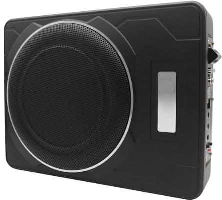 Shkalacar 1200W Car Subwoofer 10 Inch Built in Amplifier Slim Under Powered Bass Speaker with Aluminum Alloy for Cars Trucks RVs Boats
