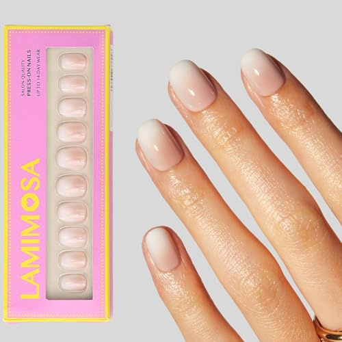 LAMIMOSA Press On Nails Extra Short Round 32er Set – Ombre Nägel zum Aufkleben mit Kleber & Tabs, Soft Gel Fake Nails Extra Kurz Rund xs in 16 Größen, CAPPUCCINO