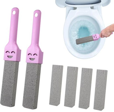 Pietra Pomice per Pulizia WC, 6 Pezzi con 2 Manici, Pietra Di Pulizia - Detergente per Calcare e Incrostazioni - Per Ceramica, Piastrelle, Piscine e Griglie Barbecue