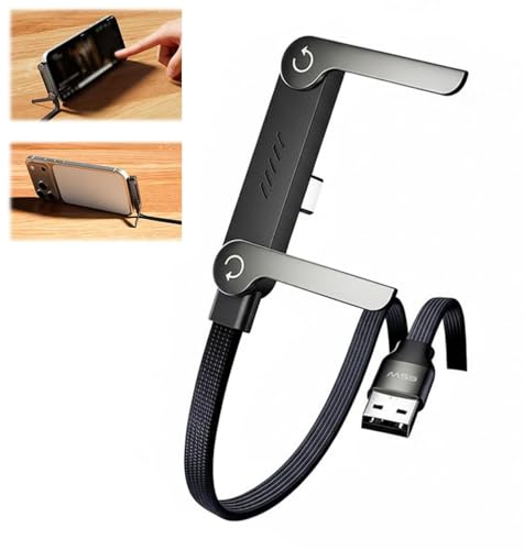 2-In-1 Invisibles Phone Stand Cable, 240w Fast Charging Cord With, CâBle De Charge RéGlable à 360 °, RevêTement ExtéRieur Tissé, 1,5 MèTre Ultra Rapide, Pour Jeux Et Bureautique (USB-A to TYPE-C)