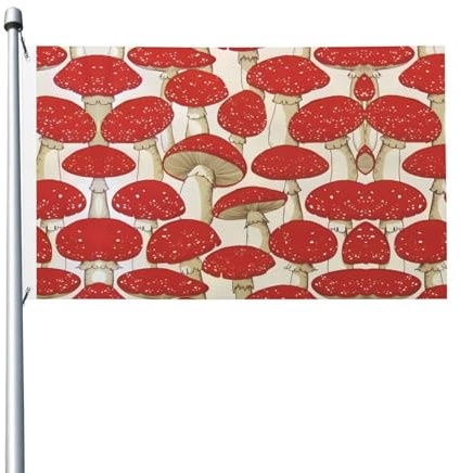 Drapeaux de jardin à motif champignon rouge et blanc, drapeaux décoratifs double face, adaptés pour les pelouses, balcons, porches, etc.