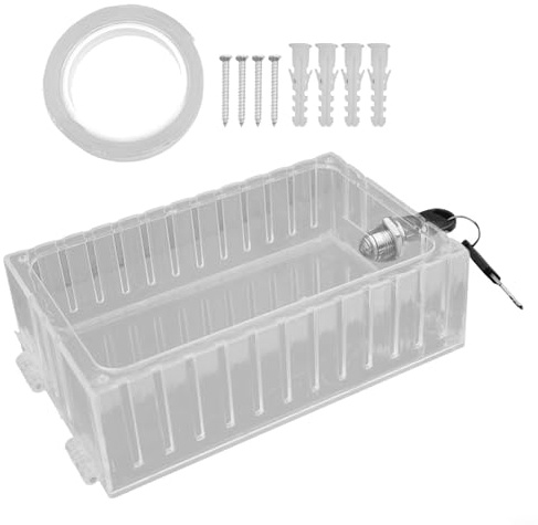 Vasiumic Transparent PC Thermostat Lock Box with Key – Wall-Mounted Protective Enclosure HVAC & AC Thermostats, 185 x 118 x 50 mm, Ventilated De
