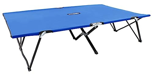 NIVVHOH Klappbares Campingbett & Doppelliege Blau Stahl für Garten, Balkon, Im Freien (193 x 125 x 40 cm)