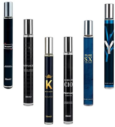 Mini Profumi Cofanetto Eau De Parfum Uomo Con Patchouli Fragranza Orientale Di Lunga Persistenza Eau De Parfum Portatile Per Uomo Fragranze Floreali, Legnose E Fruttate Varianti Disponibili 6 X 38ml