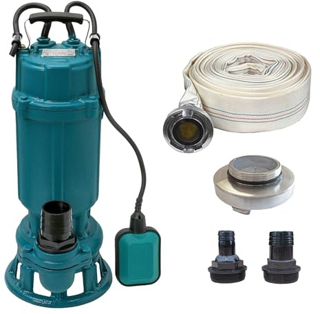 IBO Furiatka 1100 - Pompa sommergibile con trituratore, 1100 Watt, 350 l/min, ghisa grigia e acciaio inox, con tubo da 20 m e manicotto