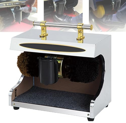 Electric Shoe Polisher Machine, Fully Automatic Leather Shine Buffer with Double Combination Brush for Home, Office, Hotel Lobby, Dust Removal and Polishing