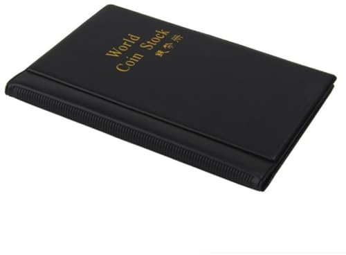 IMUSINICE Álbum de Colección de 120 Bolsillos Negro de Monedas | Cubierta de Pu, 10 Páginas Opp, Almacenamiento y Exhibición Portátil para Monedas y Badges