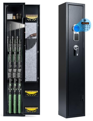 LIFEZEAL Armoire à 8 Fusils, Coffre-Fort pour Armes à Feu | 2 Façons de Verrouillage par Clavier Numérique et Clés, Armoire à 8 Fusils, Pour Armes Longues, Pistolets et Munitions