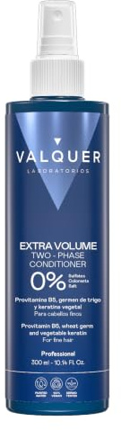 VALQUER Acondicionador Volumen Extra Sin Aclarado para Cabello Fino | 300ml | Fórmula Zero | Hidrata y Desenreda con Germen de Trigo y Keratina | Vegano