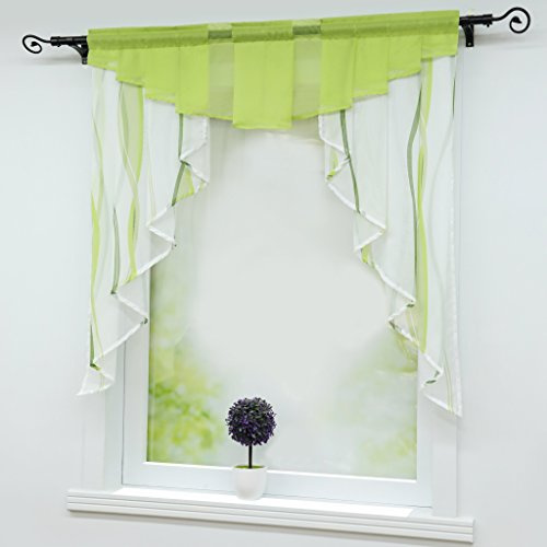 Joyswahl Kleinfenster Voile Fenstergardinen mit Tunnelzug Marie Scheibengardinen BxH 80x80cm Grün 1er Pack