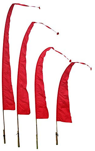 DEKOVALENZ - Balifahne SANUR, Stoff ohne Stange, versch. Farben+Längen, Fahnenlänge:4 Meter, Farbe:rot