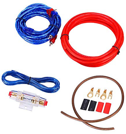 Mintice Kfz Verstärker Kabelsatz Anschluss Set Endstufe Kabel Anschlusskabel Audio Subwoofer Sicherungshalter Gabelkabelschuhen Kabelbinder RCA AGU Sicherung 14 Gauge AWG Draht installieren Verbinder