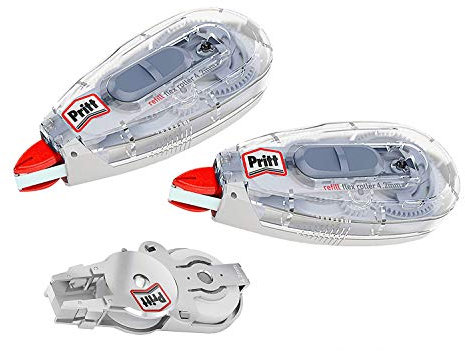 Pritt Korrekturroller Refill Flex Midway mit flexibler Spitze, Push & Pull Funktion, nachfüllbar, sofort überschreibbar, Set mit 2 nachfüllbaren Rollern und 1 Refill