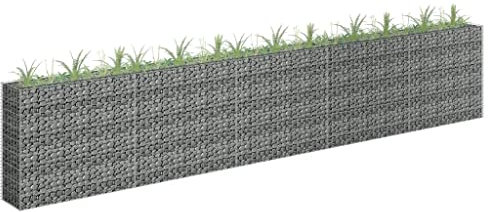 vidaXL Arriate de Gaviones Jardín Cultivo Soporte Huerto Parque Aire Libre Vivero Casero Balcón Macetero Plantador de Acero GAlvanizado 450x30x90cm