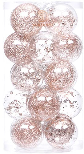 Sea Team 80mm/3.15 Palla Sfera Trasparente infrangibile in plastica per Albero di Natale, riempita con Decorazioni Natalizi Raffinati Set 20 Pezzi