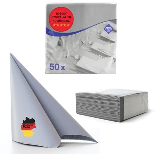 AROBA 400 Stück Airlaid Servietten 40x40 cm - Stoffähnliche Einweg Tischservietten - Hochwertige Dekorative Servietten für Hochzeit, Events, Hotels, Restaurants - Grau