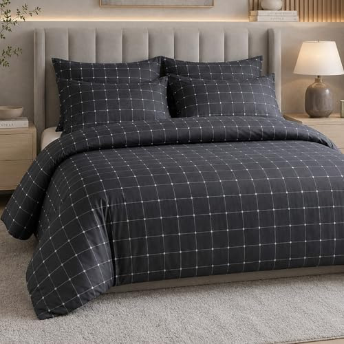Lazzaro Bettwäsche-Set für Super-King-Size-Betten – gebürstete Mikrofaser-Bettwäsche-Set, Super-King-Size-Bett, Bettbezug mit Kissenbezügen, Bettbezug-Set, 260 x 220 cm