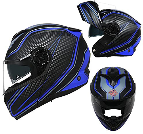 Modulare Klapphelme Dual-Sonnenblende Motorradhelm Integralhelm für Erwachsene Männer und Frauen DOT/ECE-zugelassene Motocross-Motorrad-Motorrad-Rollerhelme,3,L