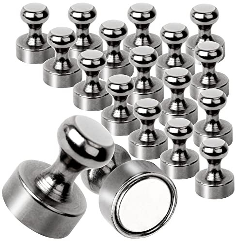 AnSun Neodym Magnete 18 Stück - Extra Stark für Magnettafel, Kühlschrank, Notenmagnete - Schwarz Kegelmagnete (12 x 16 mm) inkl. Aufbewahrungsbox