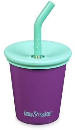 lean Kanteen Kid Cup Edelstahlbecher mit Strohhalm-Deckel, 284 ml, Sparkling Grape, 10oz