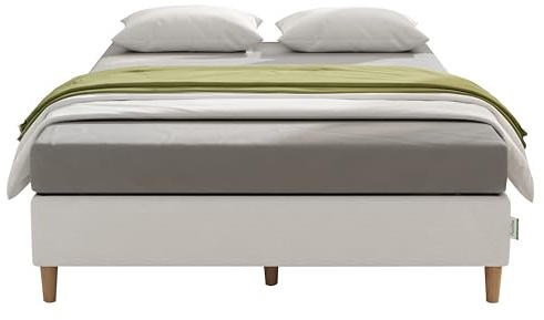 Novilla 35cm Single Metal Platform Bed Frame, 3FT Mattress Foundation With Fabric Cover, Metal Slat Support, Solid Wooden Support Legs, Easy Assembly, Bedroom Furniture, 90x190cm, Grey