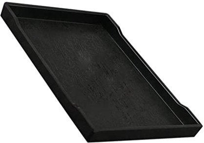 misppro Bandeja rectangular grande para servir – Bandeja de plástico de melamina de alta calidad con bordes elevados, color negro