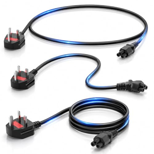 IEC C5 AC Cord 5FT, US 3 Prong Plug to Cloverleaf Connector, 18AWG 10A 125V Power Lead for Laptop Power Supply, Projector Adapter, Office Printer Brick, Game Console, Moving Replacement Cable Set