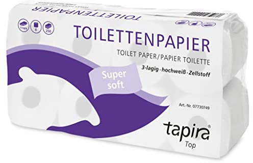 Gersdorfer Tapira top Toilettenpapier, 3-lagig, hochweiß, Zellstoff 64 (8x8) Rollen/Pack