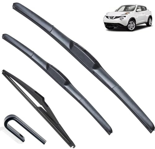 3pcs Wiper Front & Rear Wiper Blades Set Compatible with Nissan Juke F15 2010-2016 Windshield Windscreen Window Brushes 22+14+12