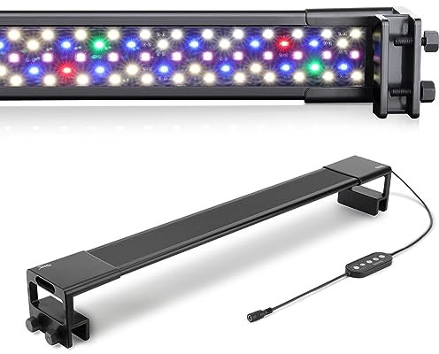 hygger Clip On Aquarium Beleuchtung, Vollspektrum Aquarium LED Beleuchtung,26W 24/7 Beleuchtungs Zyklus Aquarium Licht mit 10 Farben, Einstellbarer Timer,3 Modus für 75-82cm Süßwasser Aquarien