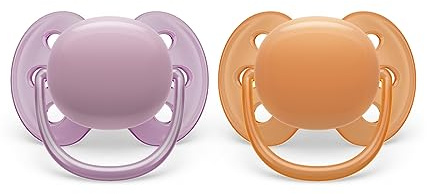 Philips Avent Ultra Soft Schnuller - 2x weicher und elastischer Schnuller für 6-18 Monate ohne Bisphenol A, inkl. Sterilisatoretui (Modell SCF091/33)