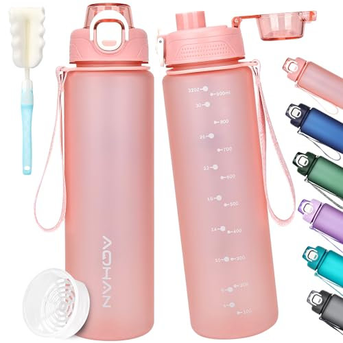 AOHAN Borraccia da 1 l, senza BPA, adatta per lo sport, a prova di perdite, con filtro per bicicletta, fitness, escursionismo e scuola