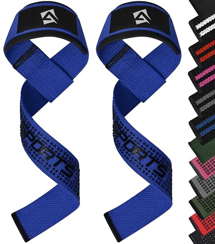 AQF Sangles de Musculation Antidérapantes avec Rembourrage Néoprène | 23 inches, Néoprène 5 mm, Coton Renforcé, Coutures Renforcées, Deadlift, Tractions, Rowing, Vendues par Paire