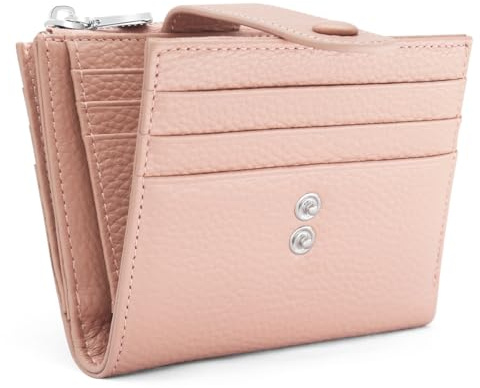 REETEE Klein Damen Geldbeutel Leder Portemonnaie RFID Schutz, Portmonee Frauen Mit 13 Kreditkartenetui für Herren, Kleine Brieftasche Mit Münzfach (Rosa)