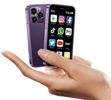 XS16 Mini Smartphone da 3 pollici 4G LTE Android 10 Quad Core 2000mAh Tipo-C Dual SIM Piccolo telefono cellulare (viola, 3GB RAM 64GB ROM)
