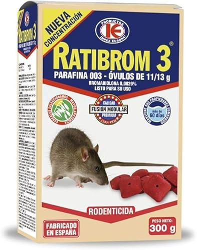 Peyca Ratibrom 3 parafina en ovulos 300g - Impex Europa. Rodenticida en ovulos para Ratas y Ratones. Listo para Usar.