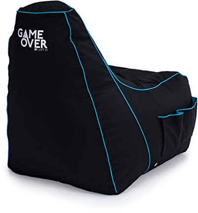 Game Over 8Bit sitzsack Kinder Mini Videospiel Bean Bag | Indoor Wasserbeständig sitzsack | Seitentaschen für Controller | Headset-Halter | Ergonomisches Design (Lich Klinge)