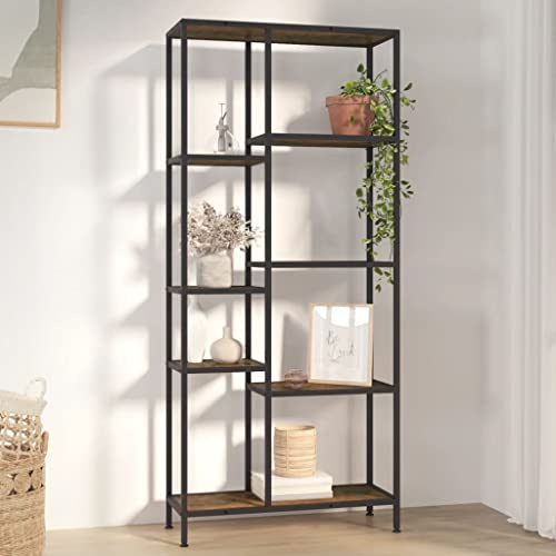 CKioict Modernes Standregal Raumteiler Vorratsschrank Bücherregal 80x30x180 cm Stahl und Holzwerkstofffür Wohnzimmer, Büro, Arbeitszimmer