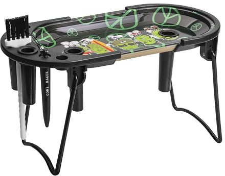 Free Boy Plateau à Rouler en métal de 21,6 x 8,9 cm avec Chargeur de cône pour cônes pré-roulés King Size et 3,8 cm, Comprend Un Support Pliable, Un Entonnoir de Remplissage et Un emballeur – Noir et