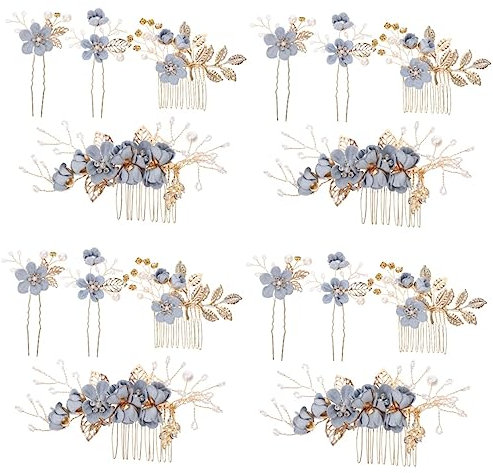 MAGICLULU 16 Stk Kopfbedeckung haarblume haar zubehör goldene Haaraccessoires rosa Haarklammer Haarnadel Kopfschmuck für die Braut Haarschmuck für die Hochzeit Perle Haarteil Bobby