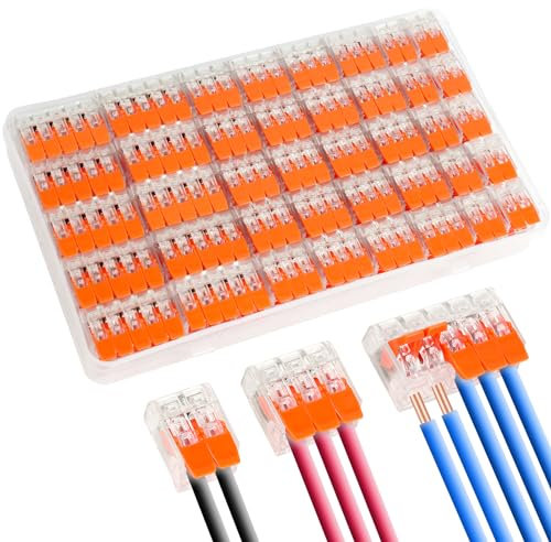 Flintronic 55pcs Lever-Nut Wire Connectors, 2/3/5-port Compact Electrical Connectors, Cable Connectors, Compact Splicing Connectors for Circuit Inline, Terminals Blocks, Flame Retardant PA/PC