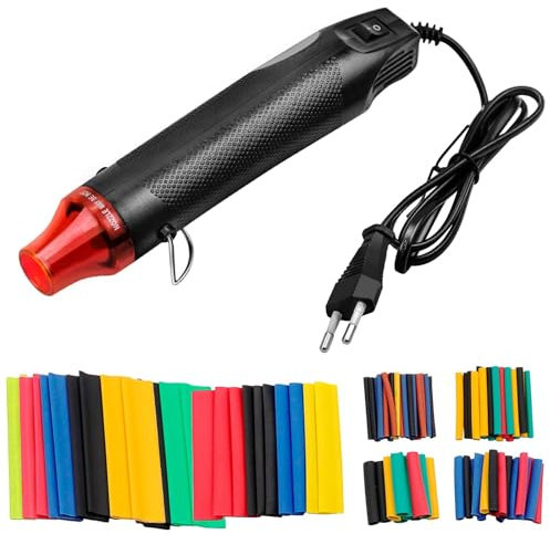 Mini pistola ad aria calda, pistola termica per resina epossidica 200 ℃ palmare pistola termica strumento per artigianato goffratura, restringimento tubo termoretraibile(nero)